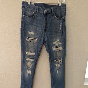 H&M Skinny Coupe Moulante Distressed Stretchy High Rise Jeans, Size 31/32